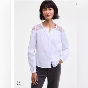On 34th White Lace Trim Blouse-Size M